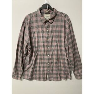 BIXBY Nomad Button Up Men's Shirt Regular Fit XL Long Sleeves Pink Gray Plaid